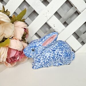 Vintage N.S. Gustin Co. Speckled Blue and White Ceramic Bunny